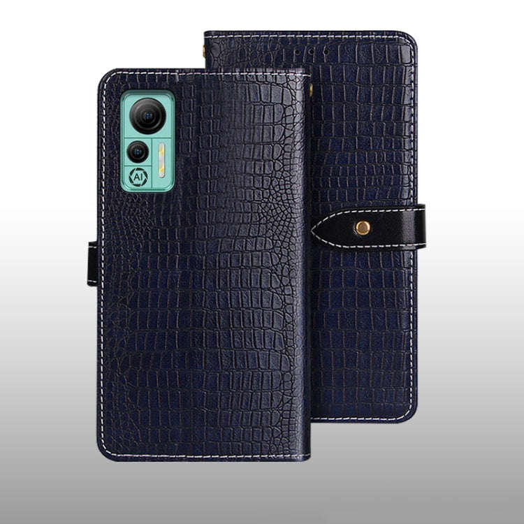 For Ulefone Note 14 idewei Crocodile Texture Leather Phone Case(Dark Blue)