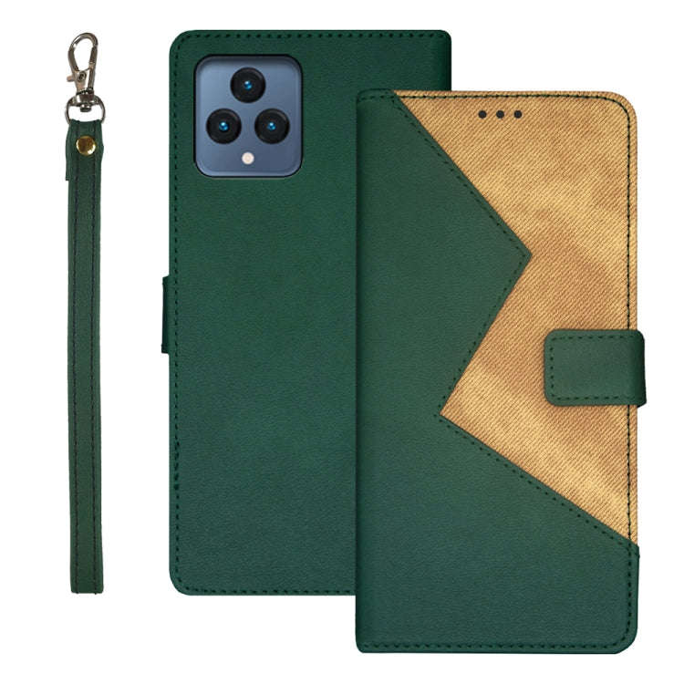 For T-Mobile REVVL 6 5G idewei Two-color Splicing Leather Phone Case(Green)