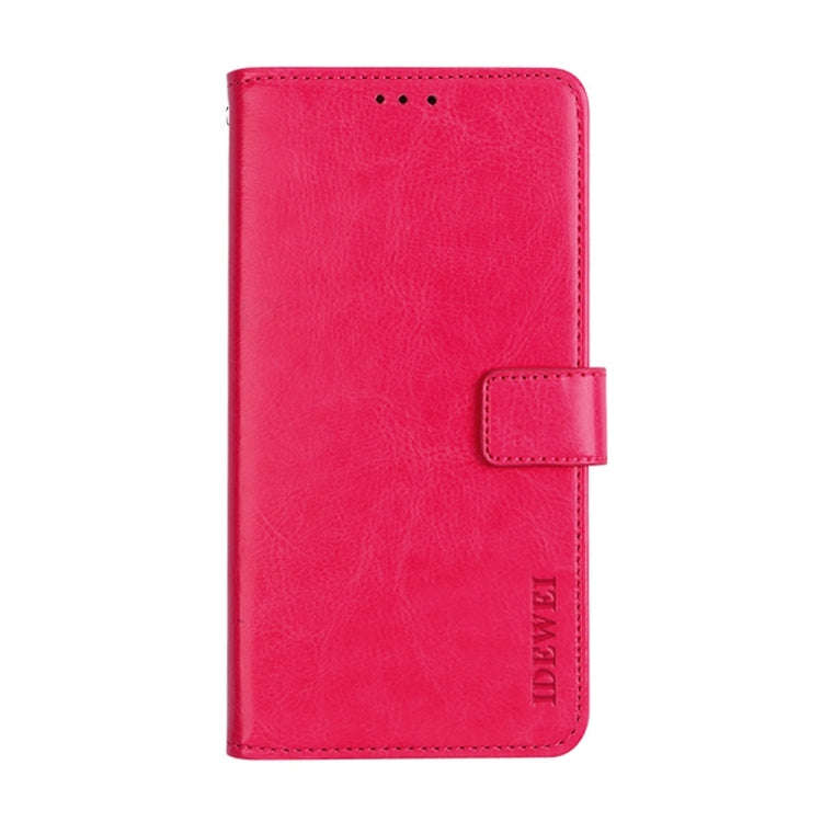 For T-Mobile REVVL 6 5G idewei Crazy Horse Texture Leather Phone Case with Holder(Rose Red)