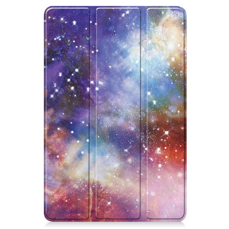 For Huawei MatePad 11 2023 Custer Painted 3-Fold Holder Leather Smart Tablet Case(Milky Way Nebula)