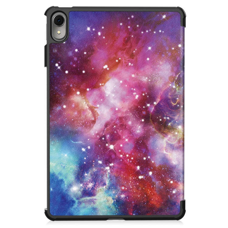 For Huawei MatePad 11 2023 Custer Painted 3-Fold Holder Leather Smart Tablet Case(Milky Way Nebula)