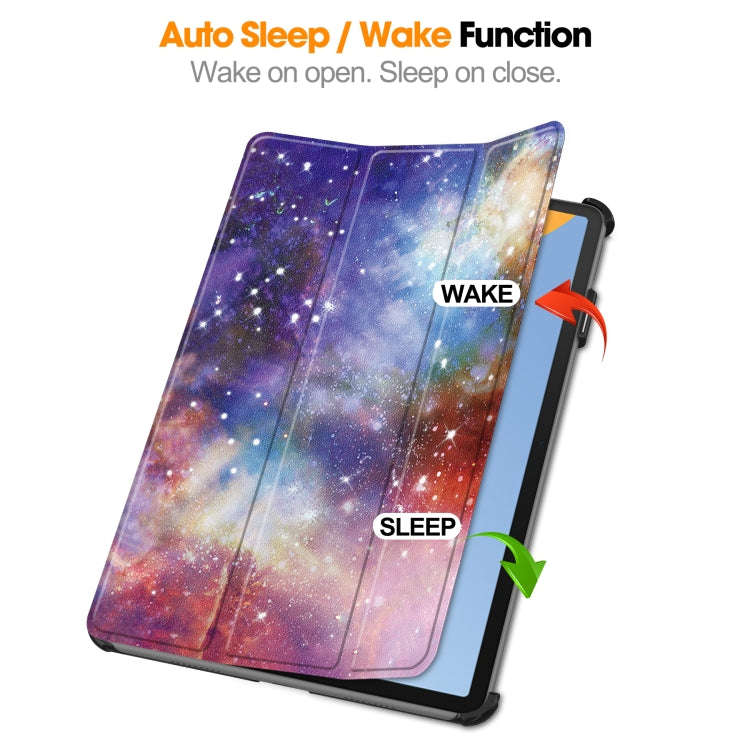 For Huawei MatePad 11 2023 Custer Painted 3-Fold Holder Leather Smart Tablet Case(Milky Way Nebula)