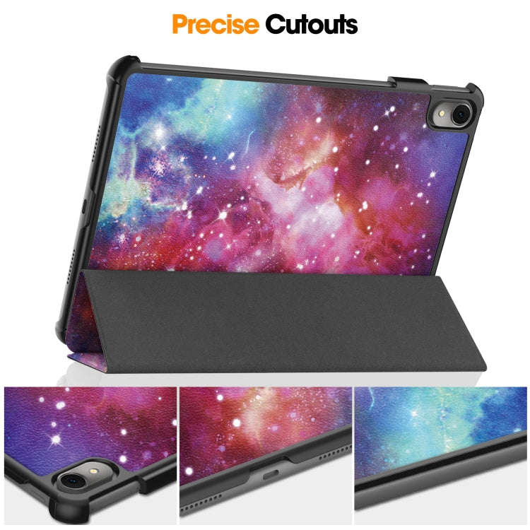 For Huawei MatePad 11 2023 Custer Painted 3-Fold Holder Leather Smart Tablet Case(Milky Way Nebula)
