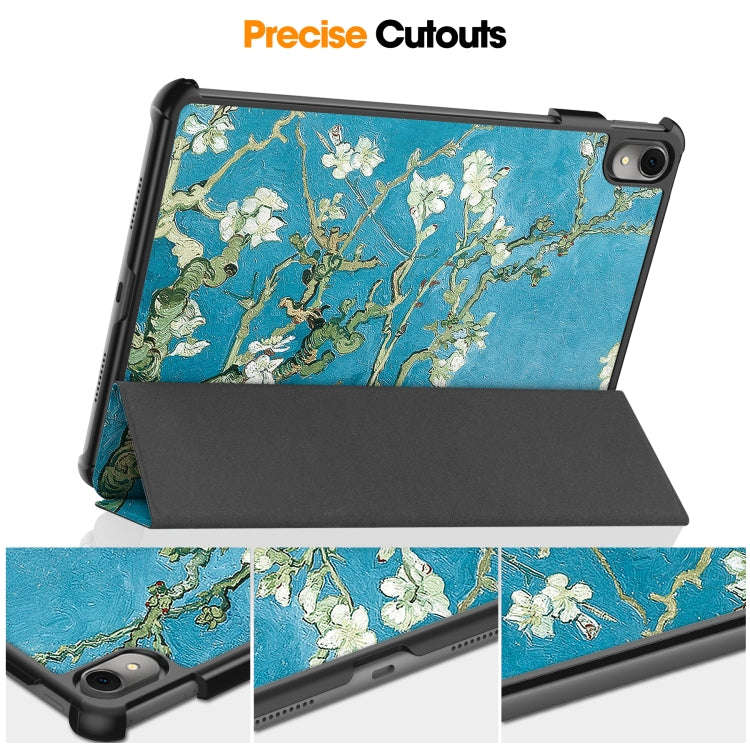 For Huawei MatePad 11 2023 Custer Painted 3-Fold Holder Leather Smart Tablet Case(Apricot Blossom)