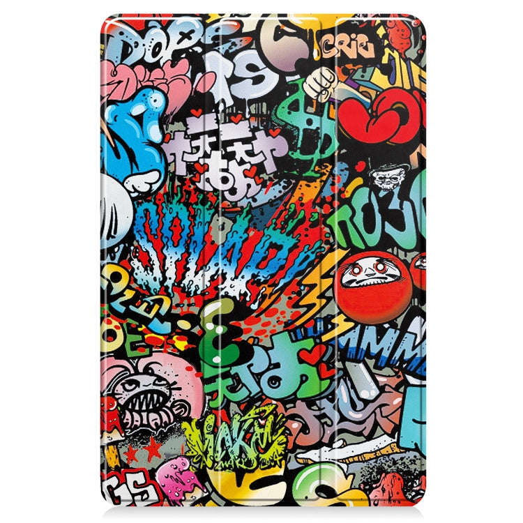 For Huawei MatePad 11 2023 Custer Painted 3-Fold Holder Leather Smart Tablet Case(Graffiti)