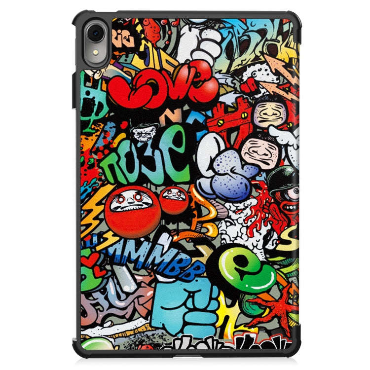 For Huawei MatePad 11 2023 Custer Painted 3-Fold Holder Leather Smart Tablet Case(Graffiti)