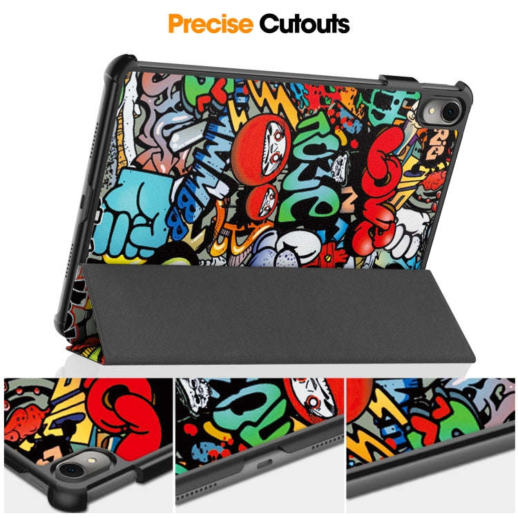 For Huawei MatePad 11 2023 Custer Painted 3-Fold Holder Leather Smart Tablet Case(Graffiti)