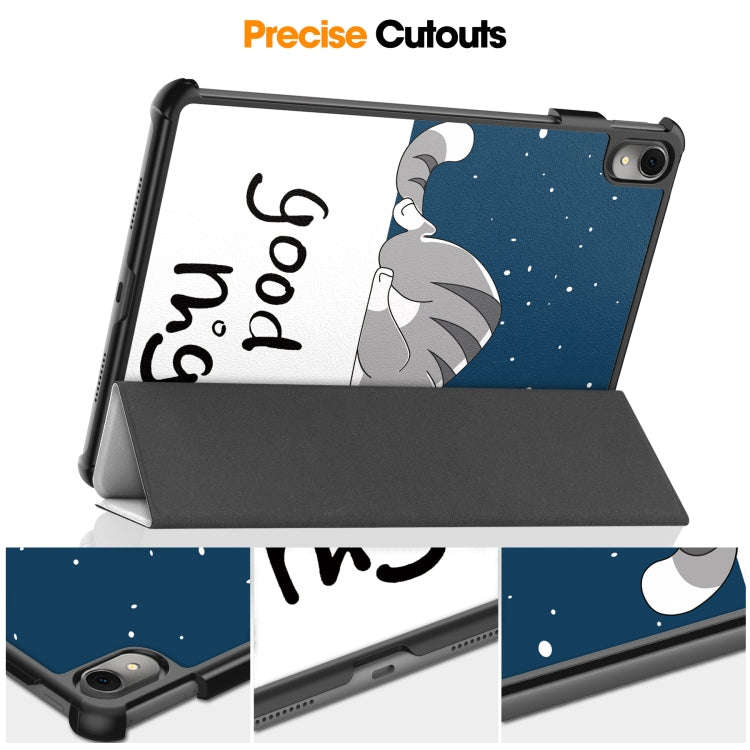 For Huawei MatePad 11 2023 Custer Painted 3-Fold Holder Leather Smart Tablet Case(Lazy Cat)