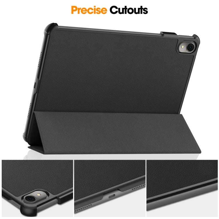 For Huawei MatePad 11 2023 Custer Texture 3-Fold Holder Leather Tablet Case(Black)