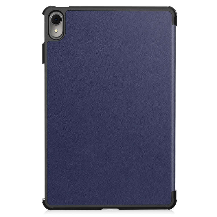 For Huawei MatePad 11 2023 Custer Texture 3-Fold Holder Leather Tablet Case(Dark Blue)