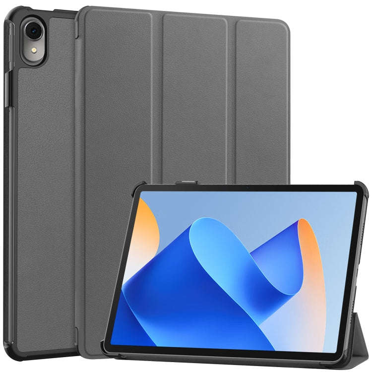 For Huawei MatePad 11 2023 Custer Texture 3-Fold Holder Leather Tablet Case(Gray)