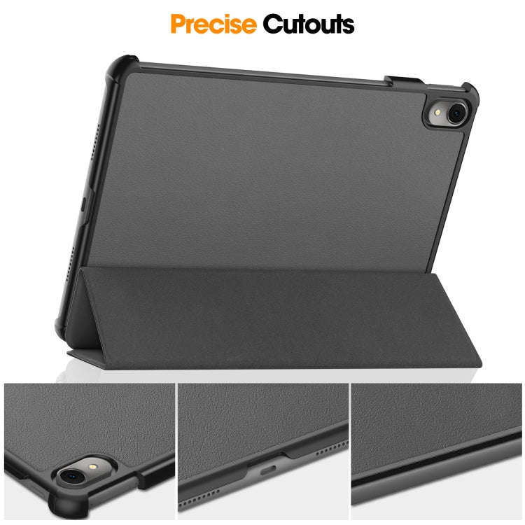 For Huawei MatePad 11 2023 Custer Texture 3-Fold Holder Leather Tablet Case(Gray)