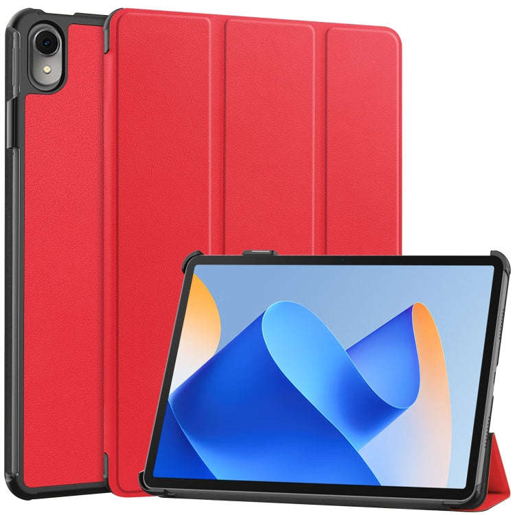 For Huawei MatePad 11 2023 Custer Texture 3-Fold Holder Leather Tablet Case(Red)