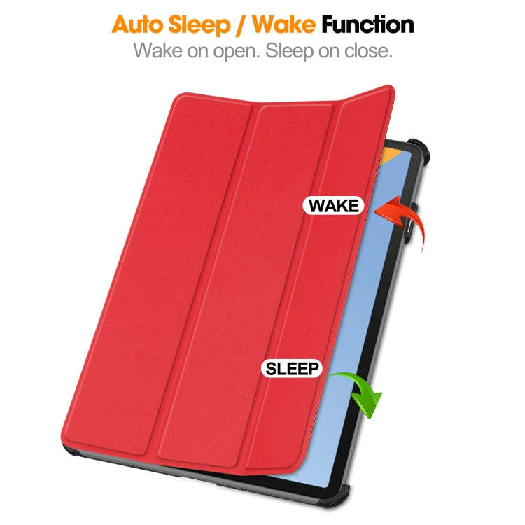 For Huawei MatePad 11 2023 Custer Texture 3-Fold Holder Leather Tablet Case(Red)