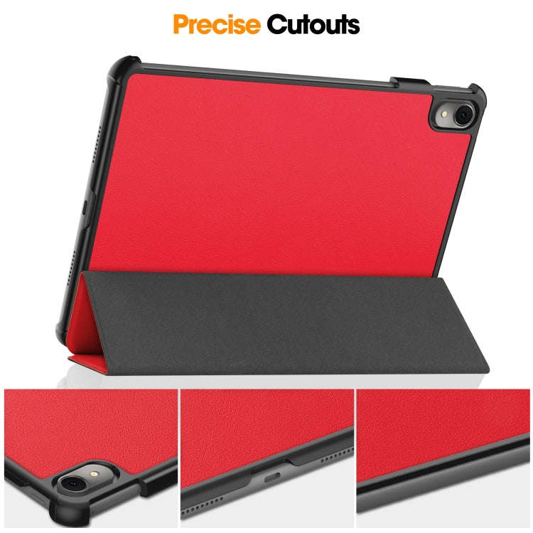 For Huawei MatePad 11 2023 Custer Texture 3-Fold Holder Leather Tablet Case(Red)