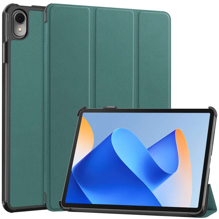 For Huawei MatePad 11 2023 Custer Texture 3-Fold Holder Leather Tablet Case(Green)