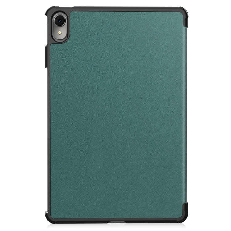 For Huawei MatePad 11 2023 Custer Texture 3-Fold Holder Leather Tablet Case(Green)