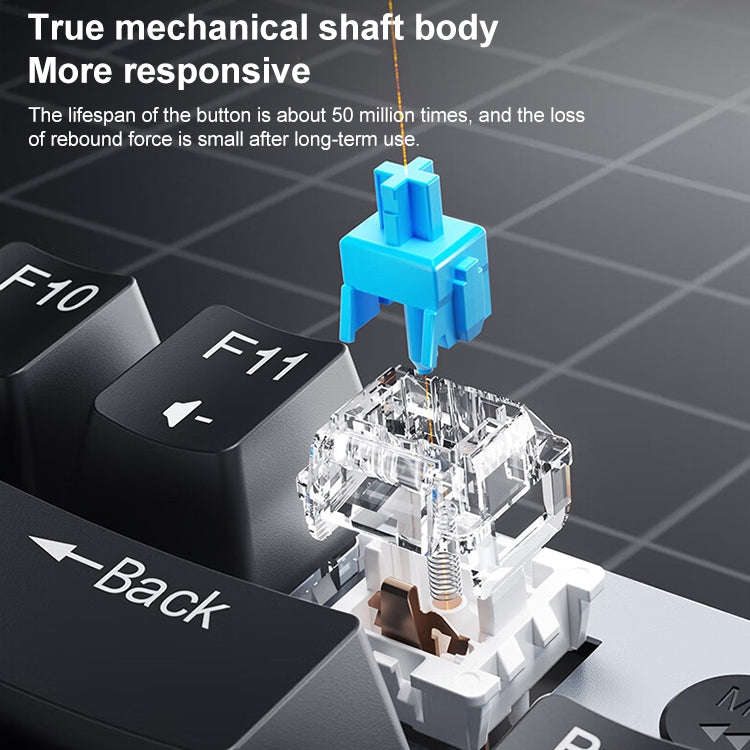 AULA F3001 Backlit 87 Keys Wired/Wireless/Bluetooth Three Model Mechanical Gaming Keyboard(Silver...