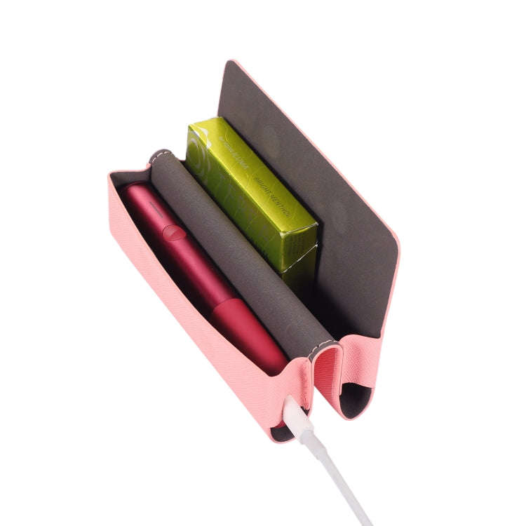 For IQOS ILUMA ONE Cross Pattern E-cigarette Leather Storage Bag(Pink)