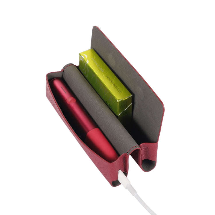For IQOS ILUMA ONE Cross Pattern E-cigarette Leather Storage Bag(Red)