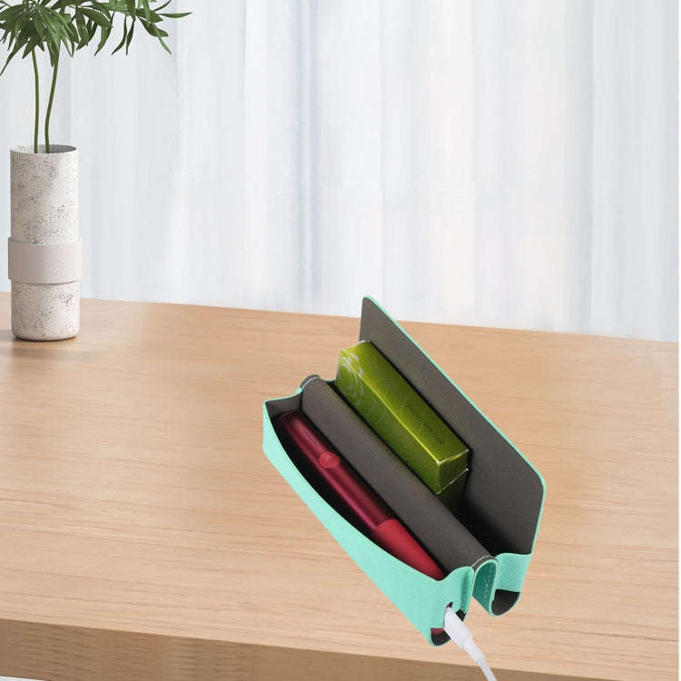 For IQOS ILUMA ONE Cross Pattern E-cigarette Leather Storage Bag(Mint Green)