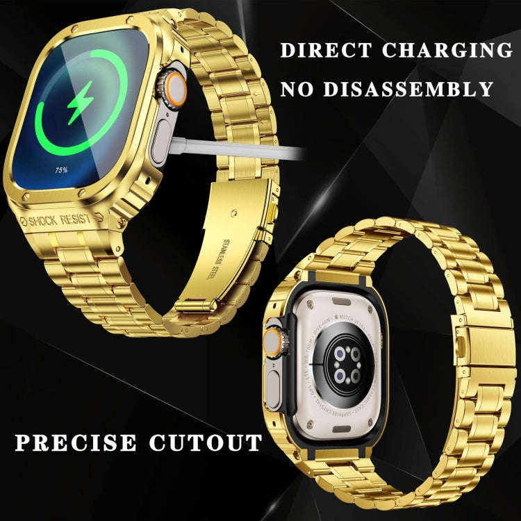 Metal Integrated Watch Protective Case For Apple Watch Series SE 2&6&SE&5&4 44mm(Gold)