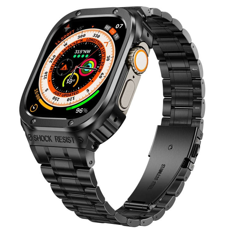 Metal Integrated Watch Protective Case For Apple Watch Series SE 2&6&SE&5&4 44mm(Black)