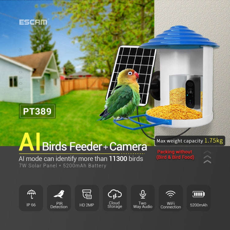 ESCAM PT389 IP66 Waterproof 2MP PIR Motion Detection Two-way Audio Night Vision WiFi Camera with ...
