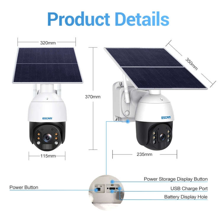 ESCAM QF724 3MP 24h Recording Cloud Storage PT 4G PIR Alarm IP Camera with Solar Panel, AU Signal...