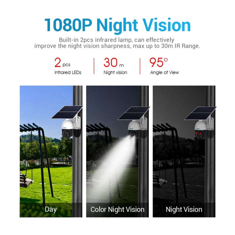 ESCAM QF724 3MP 24h Recording Cloud Storage PT 4G PIR Alarm IP Camera with Solar Panel, AU Signal...