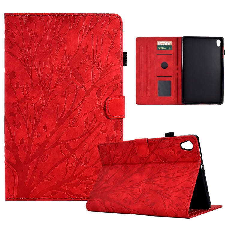 For Lenovo M10 HD 2nd X306X Fortune Tree Pressure Flower PU Tablet Case with Wake-up / Sleep Func...