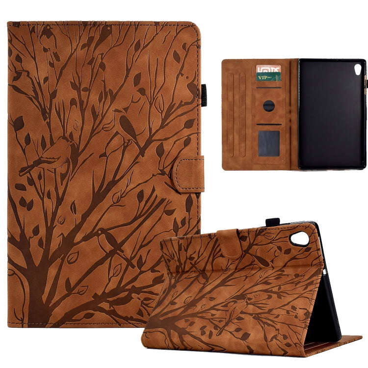 For Lenovo M10 HD 2nd X306X Fortune Tree Pressure Flower PU Tablet Case with Wake-up / Sleep Func...