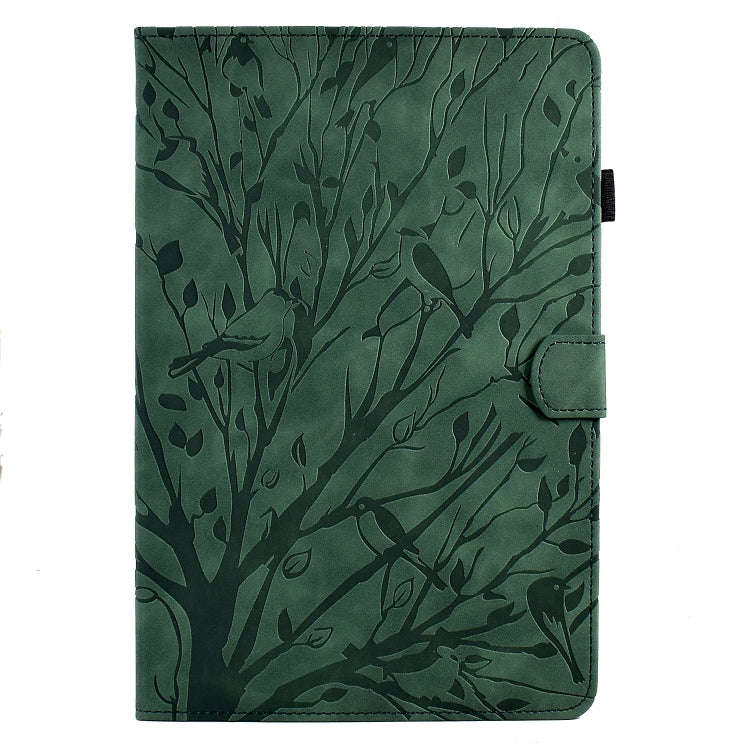 For Huawei MatePad SE Fortune Tree Pressure Flower PU Tablet Case (Green)