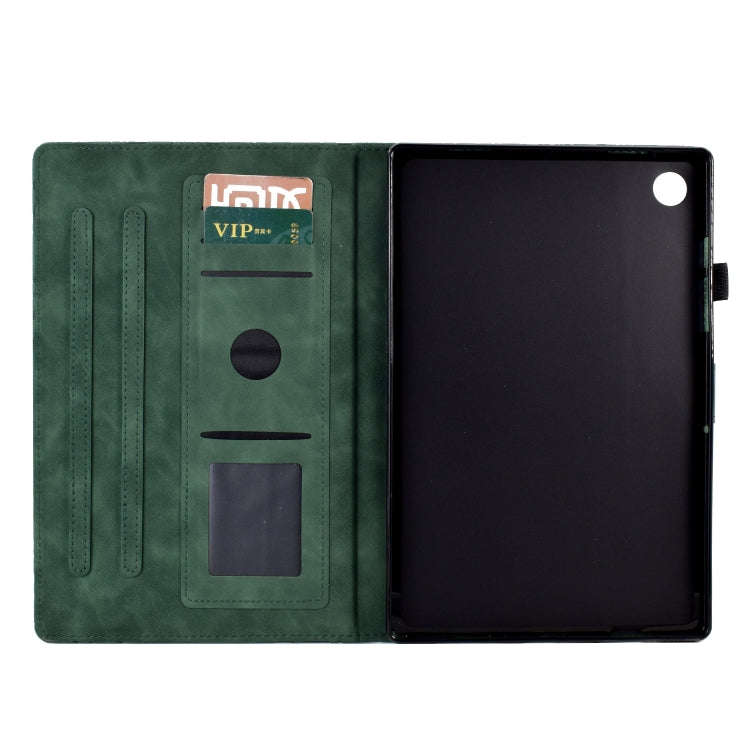 For Huawei MatePad SE Fortune Tree Pressure Flower PU Tablet Case (Green)