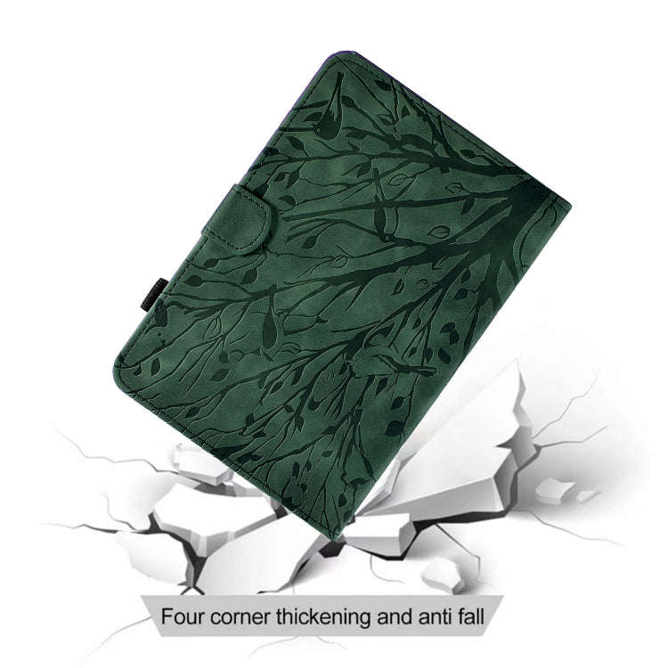 For Huawei MatePad SE Fortune Tree Pressure Flower PU Tablet Case (Green)