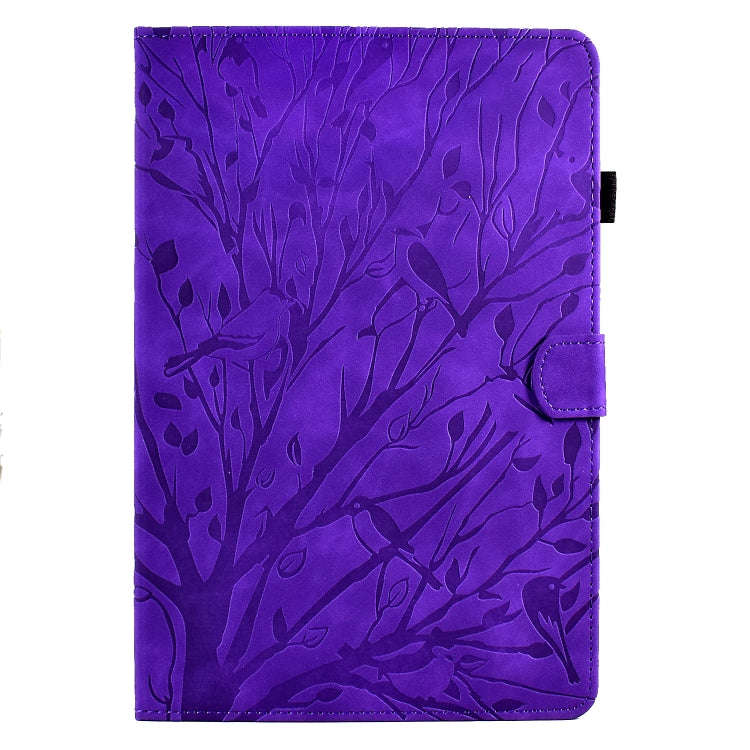 For Huawei MatePad SE Fortune Tree Pressure Flower PU Tablet Case (Purple)