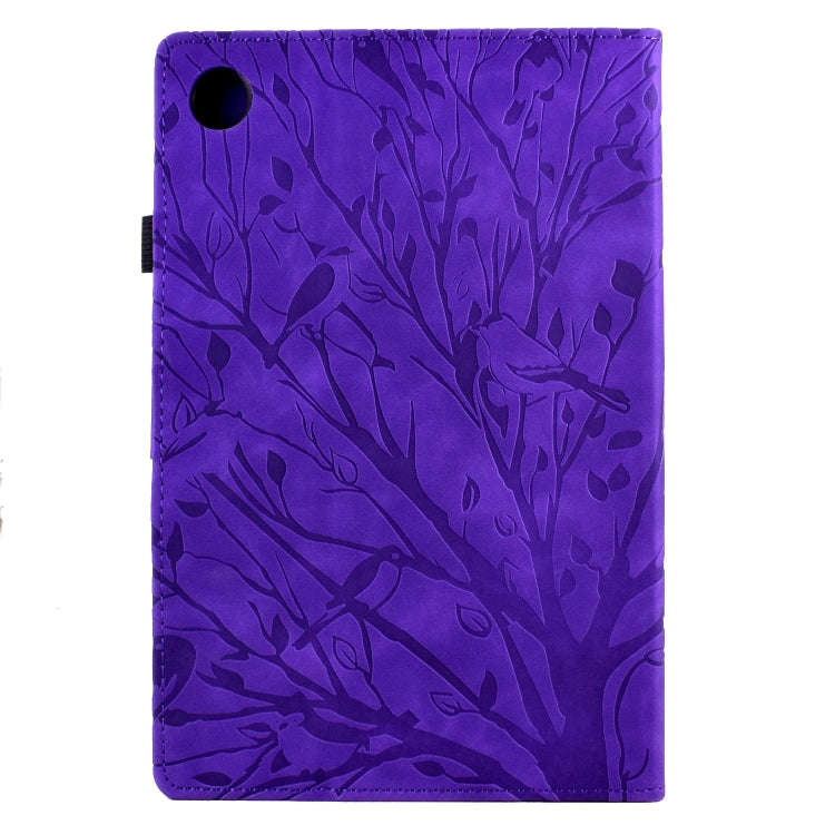 For Huawei MatePad SE Fortune Tree Pressure Flower PU Tablet Case (Purple)