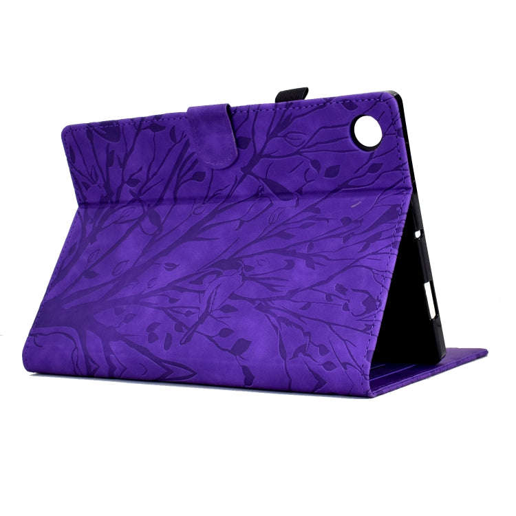 For Huawei MatePad SE Fortune Tree Pressure Flower PU Tablet Case (Purple)