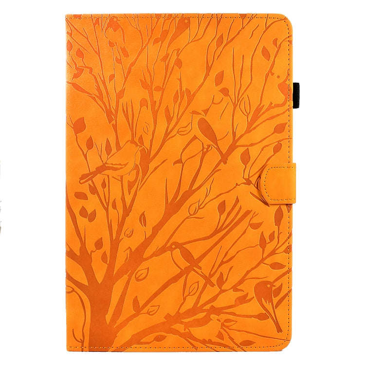 For Huawei MatePad SE Fortune Tree Pressure Flower PU Tablet Case (Khaki)