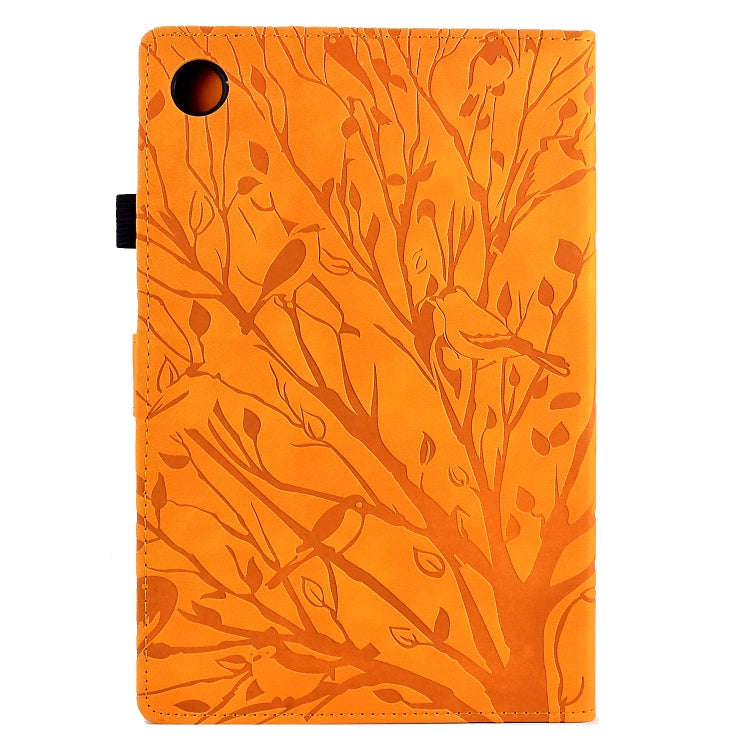 For Huawei MatePad SE Fortune Tree Pressure Flower PU Tablet Case (Khaki)