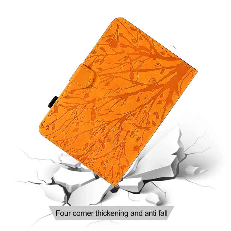 For Huawei MatePad SE Fortune Tree Pressure Flower PU Tablet Case (Khaki)