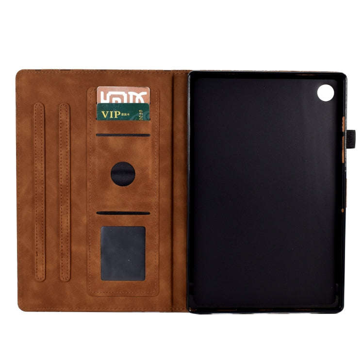For Huawei MatePad SE Fortune Tree Pressure Flower PU Tablet Case(Brown)
