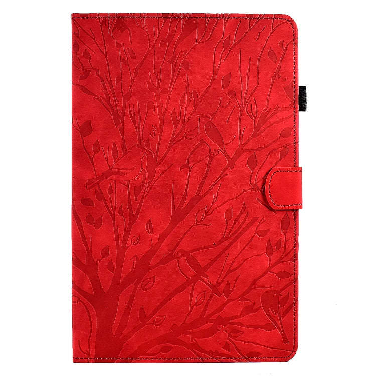 For Lenovo Tab M9 Fortune Tree Pressure Flower PU Tablet Case with Wake-up / Sleep Function(Red)
