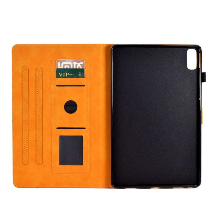 For Lenovo Tab M9 Fortune Tree Pressure Flower PU Tablet Case with Wake-up / Sleep Function(Khaki)