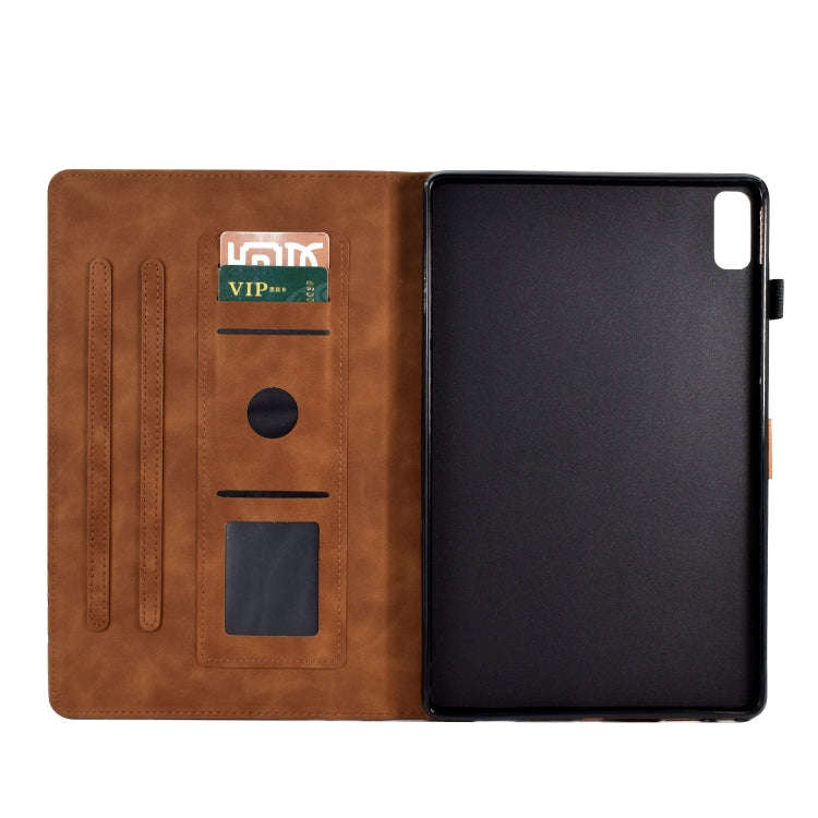 For Lenovo Tab M9 Fortune Tree Pressure Flower PU Tablet Case with Wake-up / Sleep Function(Brown)