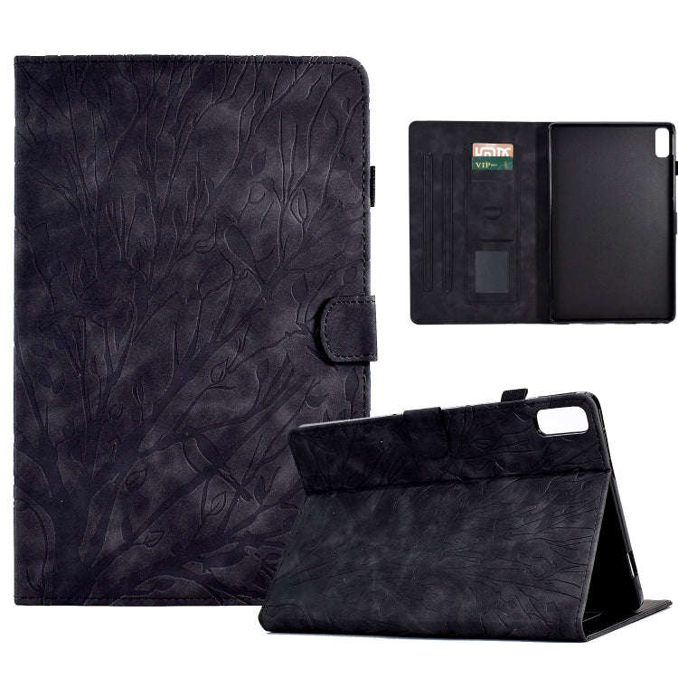 For Lenovo Tab P11 Gen 2 Fortune Tree Pressure Flower PU Tablet Case with Wake-up / Sleep Functio...