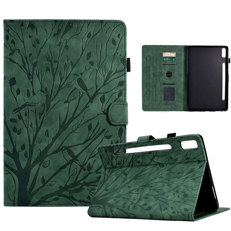 For Lenovo Tab P11 Pro Gen 2 Fortune Tree Pressure Flower PU Tablet Case with Wake-up / Sleep Fun...