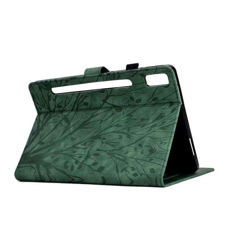 For Lenovo Tab P11 Pro Gen 2 Fortune Tree Pressure Flower PU Tablet Case with Wake-up / Sleep Fun...