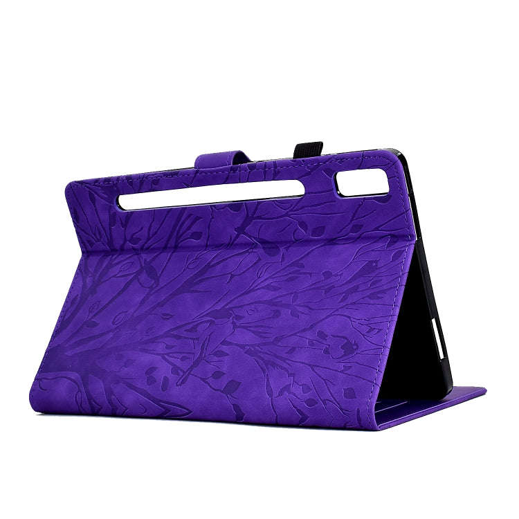 For Lenovo Tab P11 Pro Gen 2 Fortune Tree Pressure Flower PU Tablet Case with Wake-up / Sleep Fun...