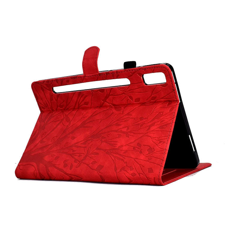 For Lenovo Tab P11 Pro Gen 2 Fortune Tree Pressure Flower PU Tablet Case with Wake-up / Sleep Fun...